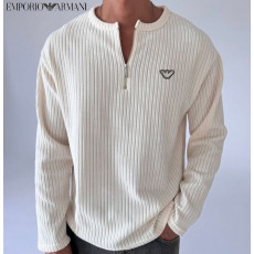 알마니 지퍼 헨리넥 골지 긴팔티