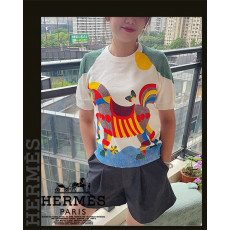 에르메스 여성 7343 칼라 목마 반팔 니트