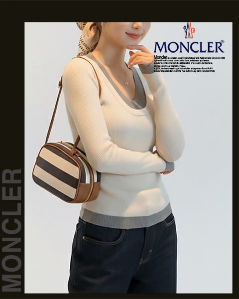 몽클레어 여성 3500 U&V 넥 골지 니트