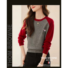 톰브라운 여성 25-859 닥스훈트 팔 배색 라운드 니트