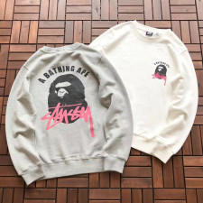 스투시 X 베이프 콜라보 핑크 로고 맨투맨