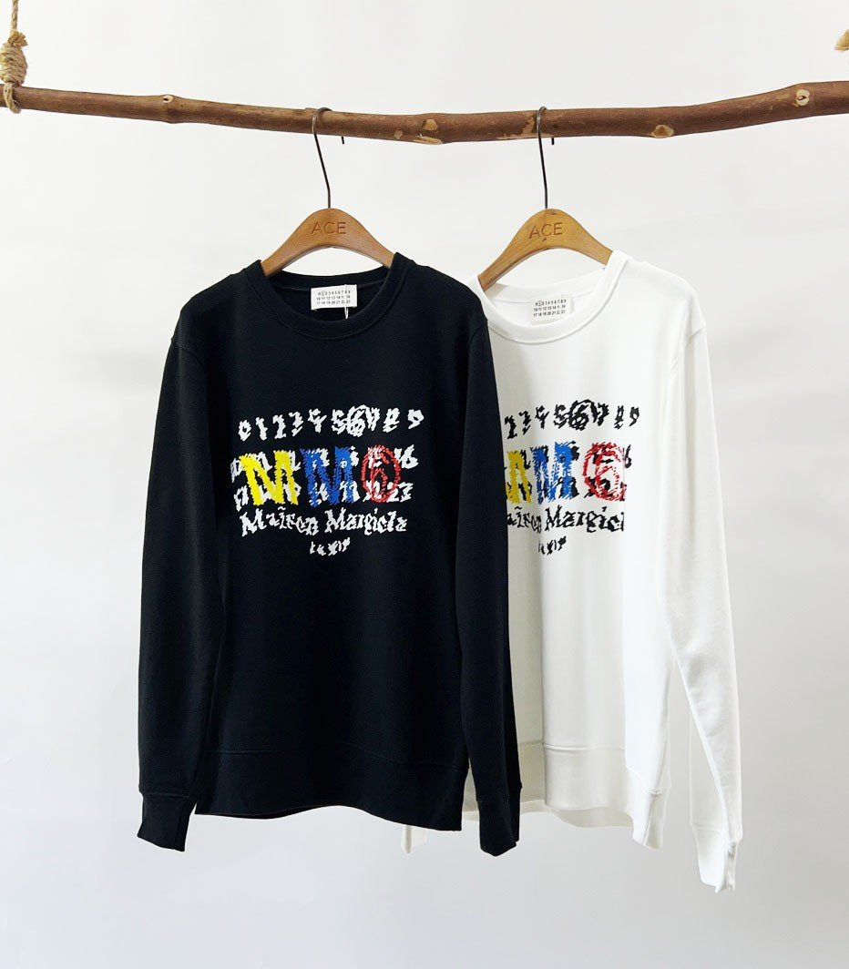 메종마르지엘라 투 레이어 필기체 넘버 프린팅 맨투맨