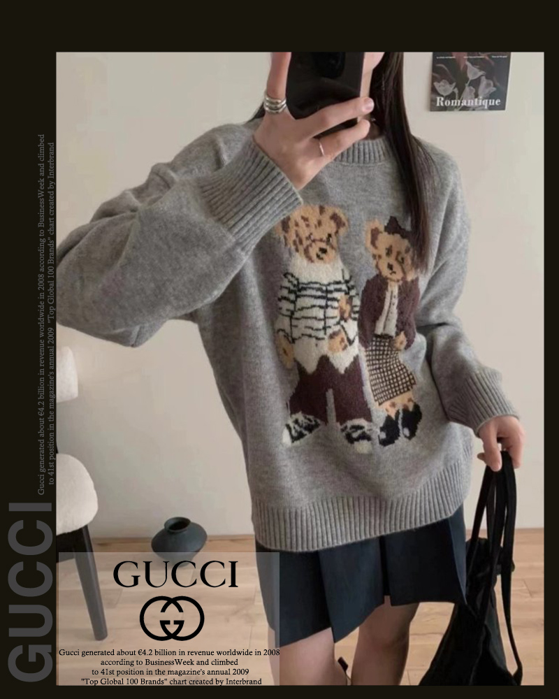 구찌 여성 1065 트윈 테디 라운드 니트