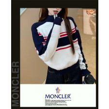 몽클레어 여성 2987 네이비 배색 반집업 니트