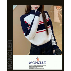 몽클레어 여성 2987 네이비 배색 반집업 니트