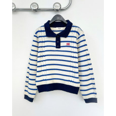 셀린느 여성 스트라이프 트리옹프 카라 니트