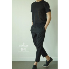 몽클레어 코튼 린넨 라운드 반팔 니트