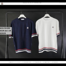 몽클레어 포인트 삼선 반팔 니트