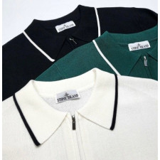 스톤아일랜드 지퍼 카라 반팔 니트