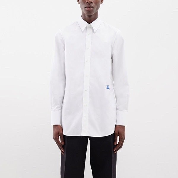 버버리 웨이스트 기마 자수 코튼 셔츠