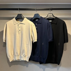 버버리 B shield 자수 반팔 카라 니트