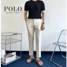 폴로 머슬핏 골지 라운드 반팔 니트