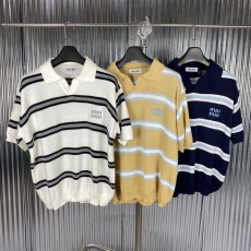 미우미우 포인트 카라 반팔 니트