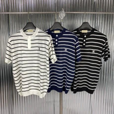 셀린느 단추 헨리넥 반팔 니트