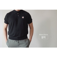 메종키츠네 타월지 카라 반팔 니트