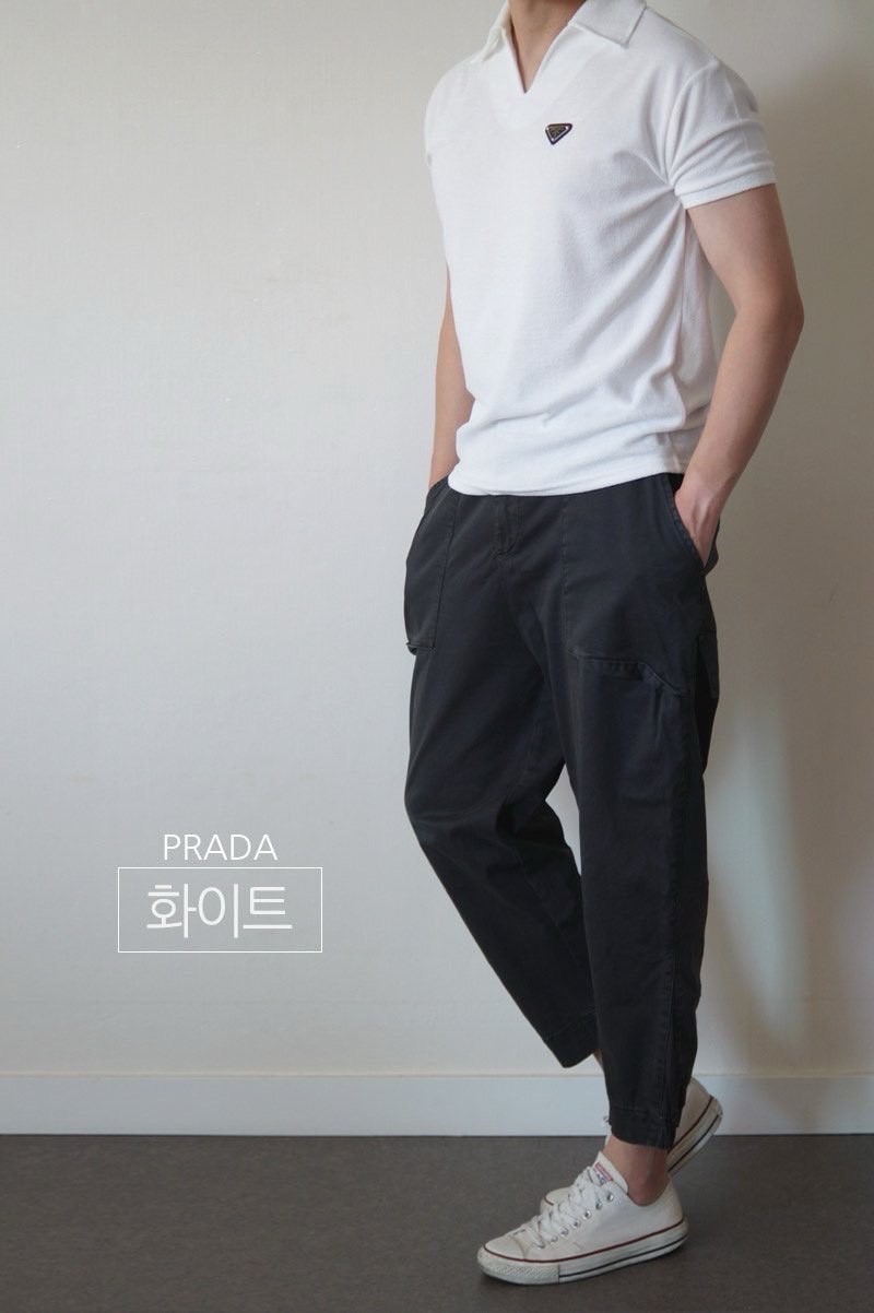 프라다 타올지 오픈 반팔 카라티