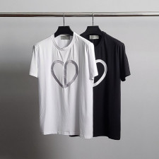 디올 CD 하트 자수 라운드 반팔티
