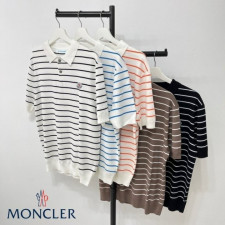 몽클레어 린넨 단가라 카라 반팔 니트