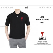 아미 빅하트 린넨 반팔 카라 니트