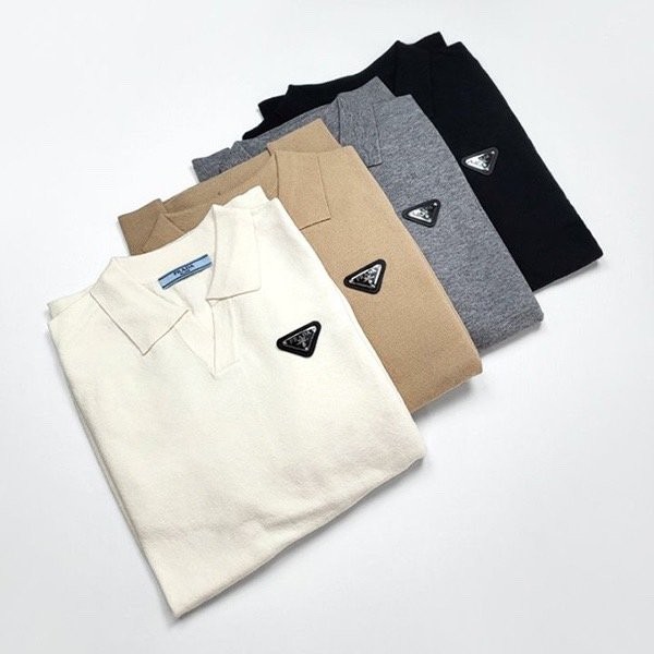 프라다 오픈넥 카라 니트