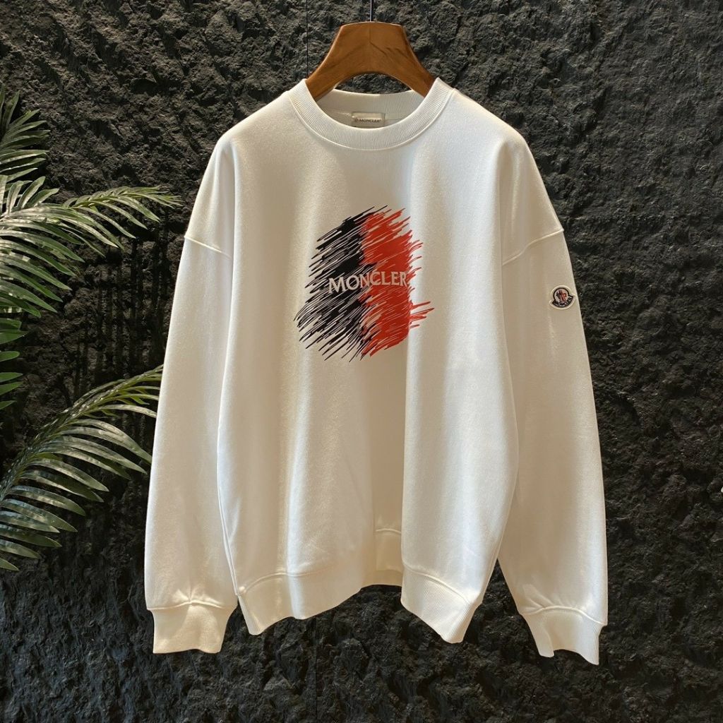 몽클레어 레드 페인팅 원형 맨투맨