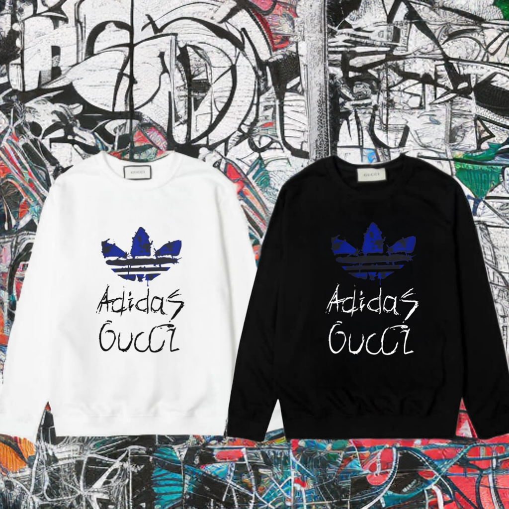 구찌 X 아디다스 콜라보 블루 맨투맨