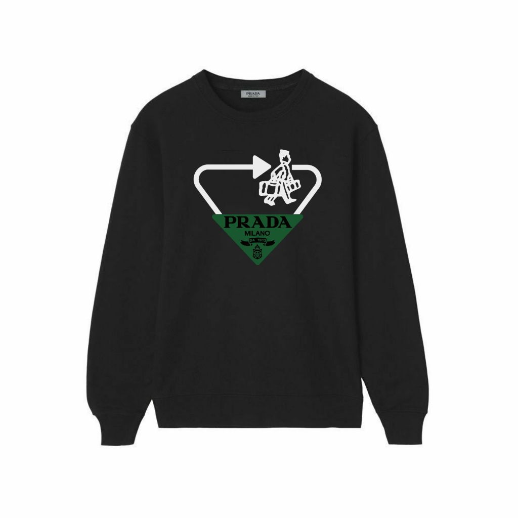 프라다 그린 배색 벨보이 맨투맨