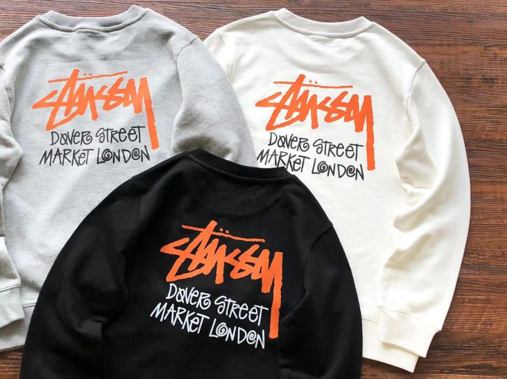 스투시 오렌지 로고 배색 맨투맨