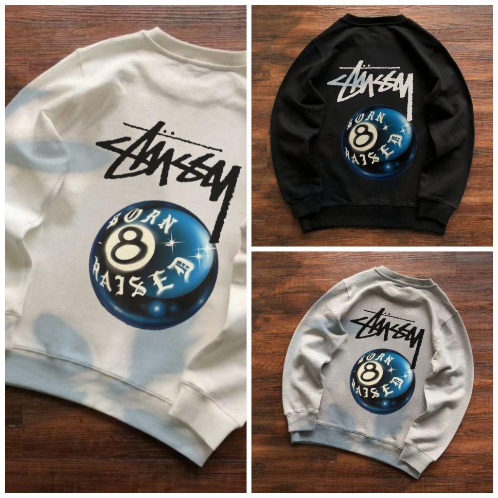 스투시 블루 에이트볼 맨투맨