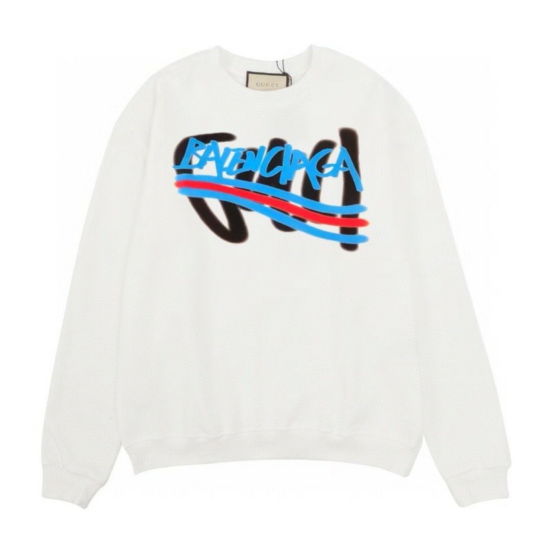 구찌 X 발렌시아가 콜라보 빅페인팅 웨이브로고 스웨트 맨투맨