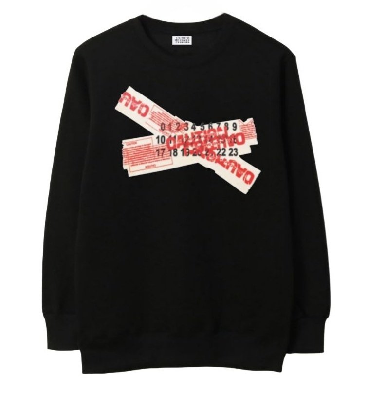 메종마르지엘라 레드 테이핑 맨투맨