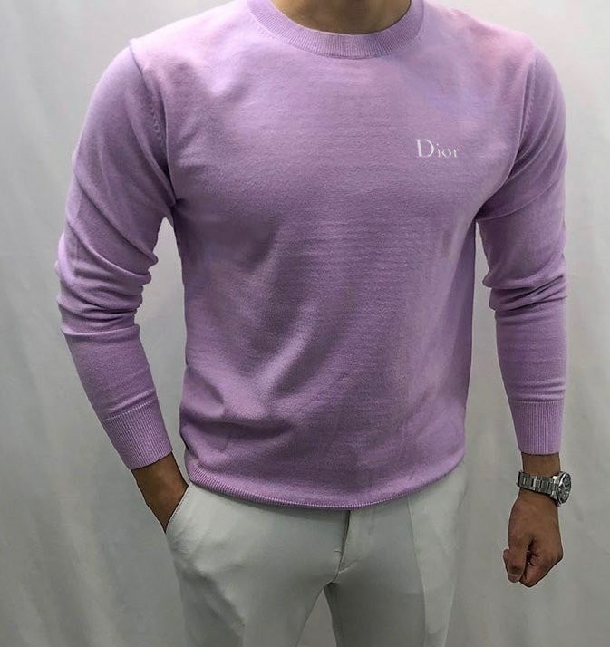 디올 캐시미어 자수 로고 라운드 니트