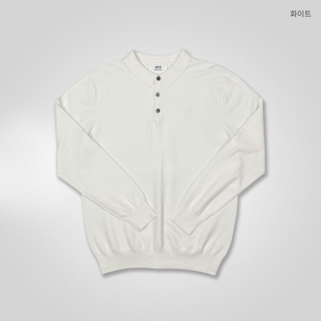 아미 까마이외 자수 카라 긴팔 니트