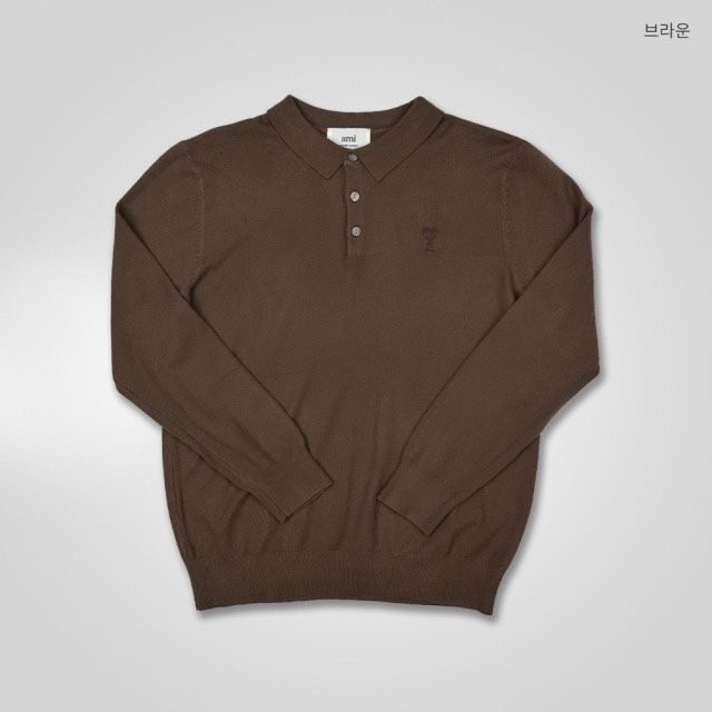 아미 까마이외 자수 카라 긴팔 니트