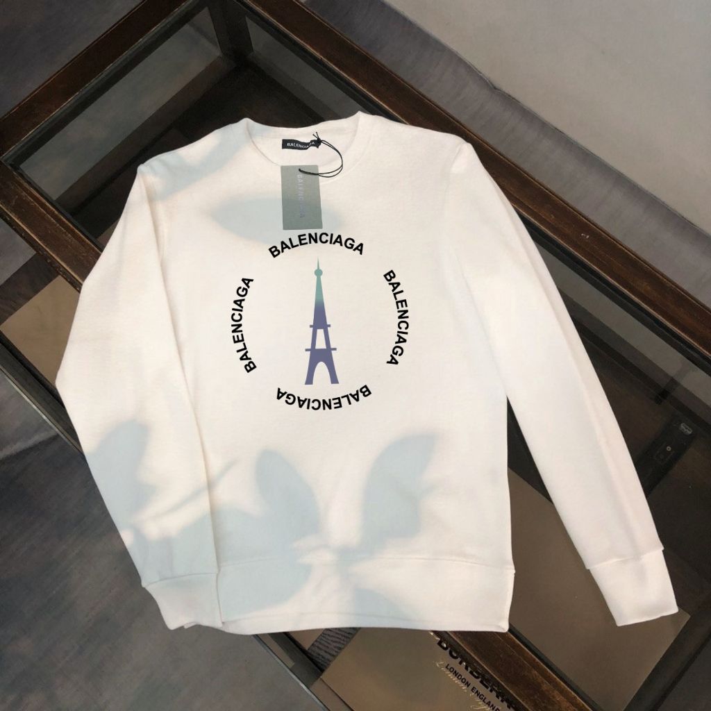 발렌시아가 서클 레터링 에펠탑 맨투맨