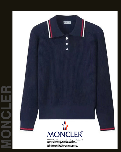 몽클레어 여성 25-847 삼선 카라 소매 니트