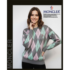 몽클레어 여성 4221 아가일 사선 라운드 니트