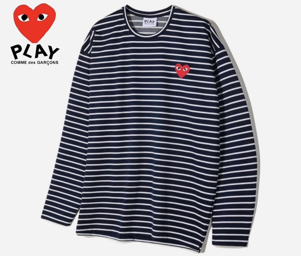 꼼데가르송 플레이 스트라이프 분또 긴팔티