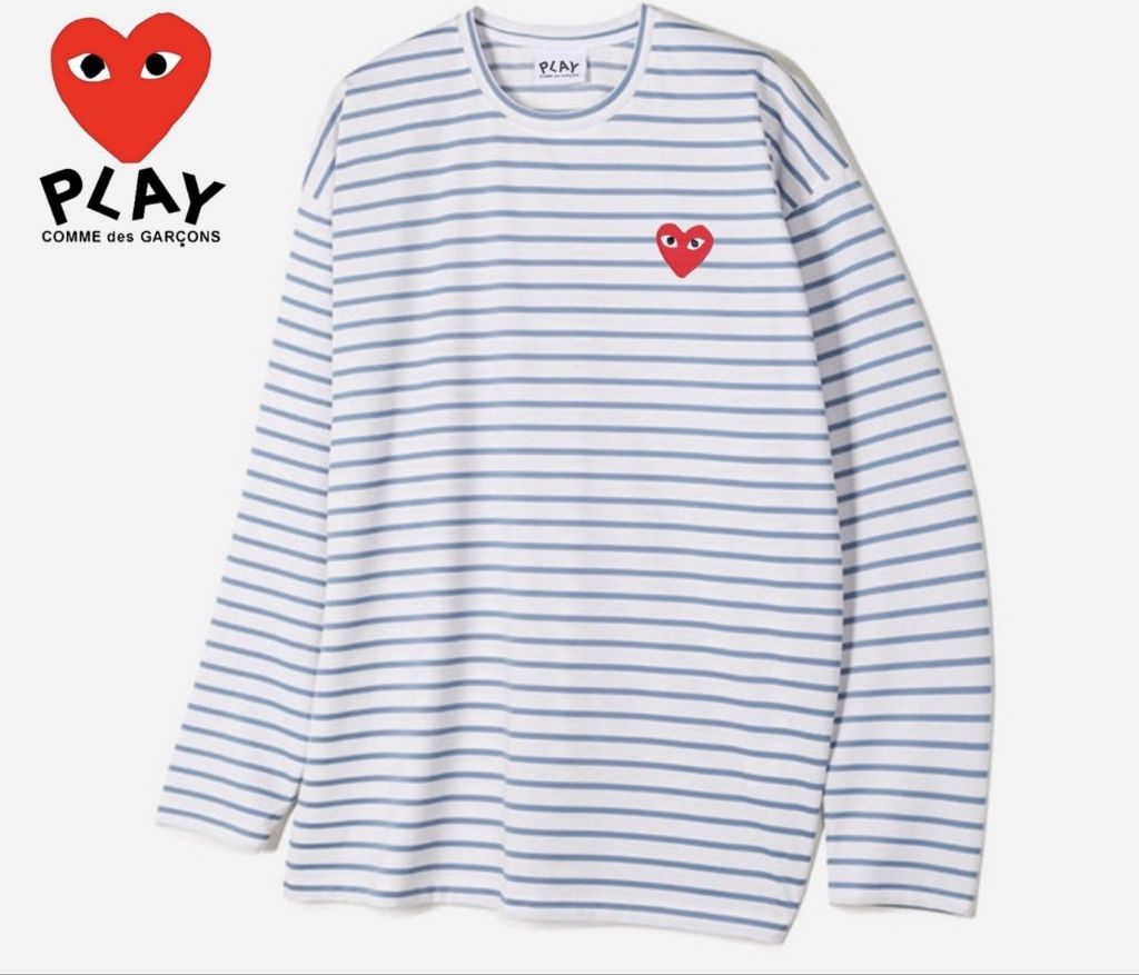 꼼데가르송 플레이 스트라이프 분또 긴팔티