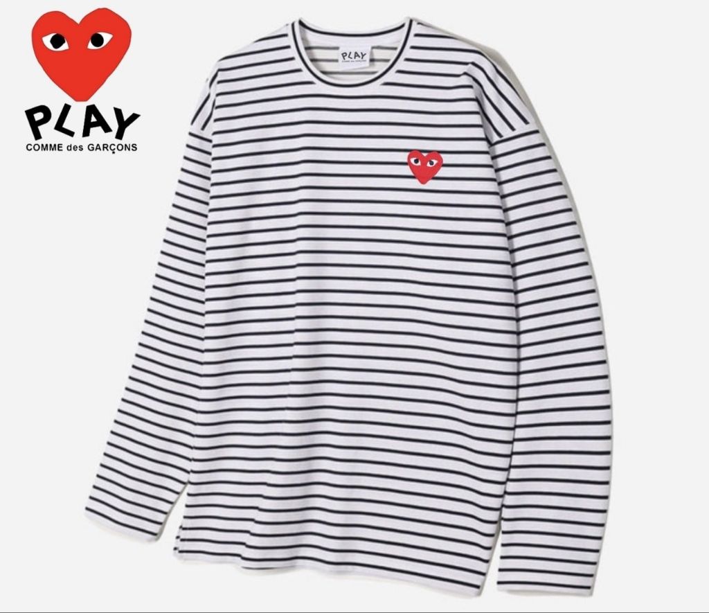 꼼데가르송 플레이 스트라이프 분또 긴팔티