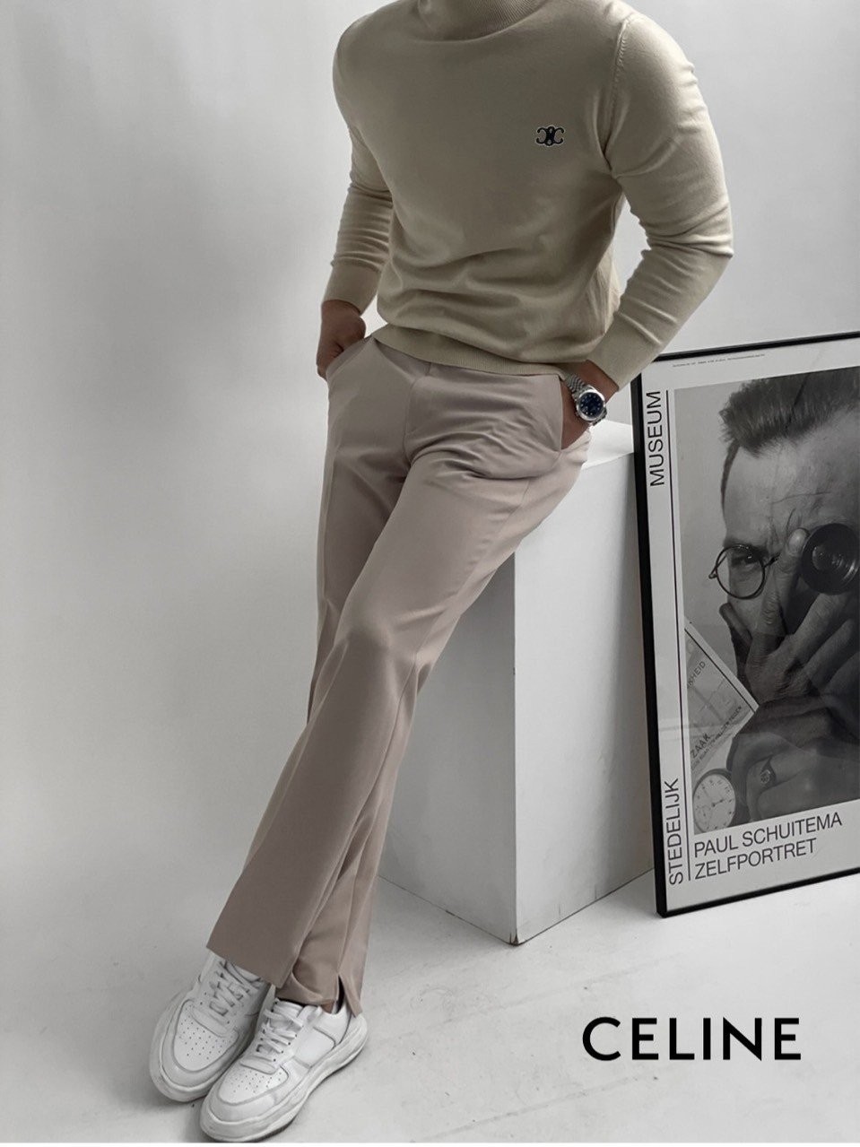 셀린느 캐시미어 반목 폴라 니트