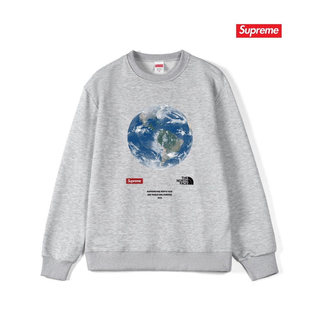 슈프림 X 노스페이스 콜라보 지구 페이스 원 월드 맨투맨