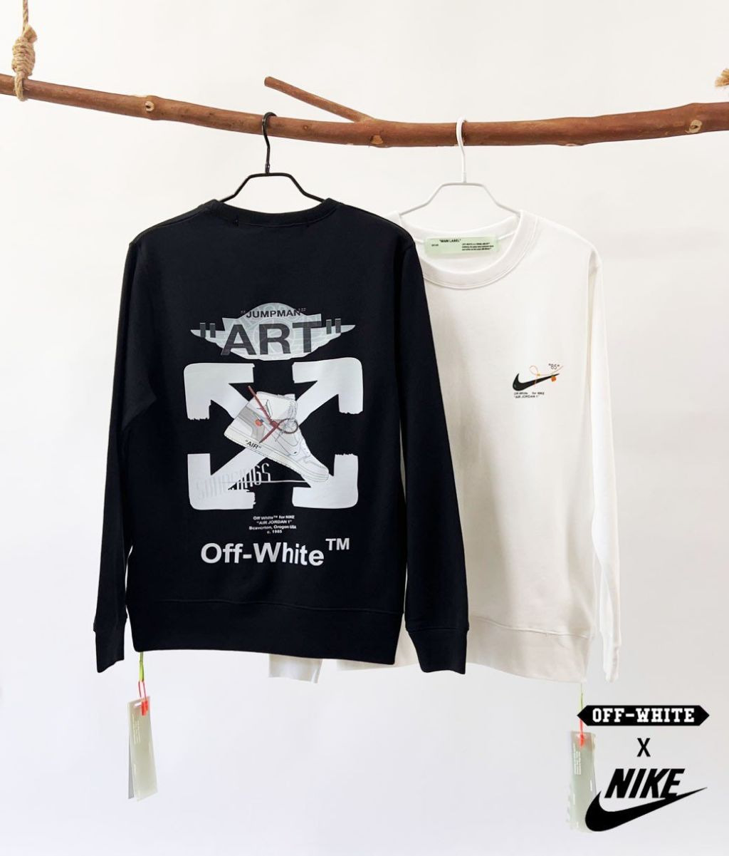 오프화이트 X 나이키 콜라보 화이트 탑 맨투맨