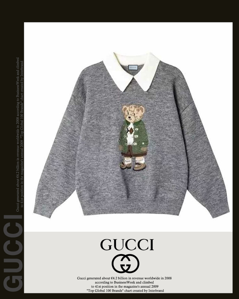 구찌 여성 3063 테디 배색 카라 니트