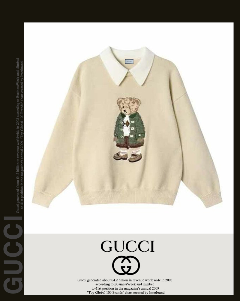 구찌 여성 3063 테디 배색 카라 니트