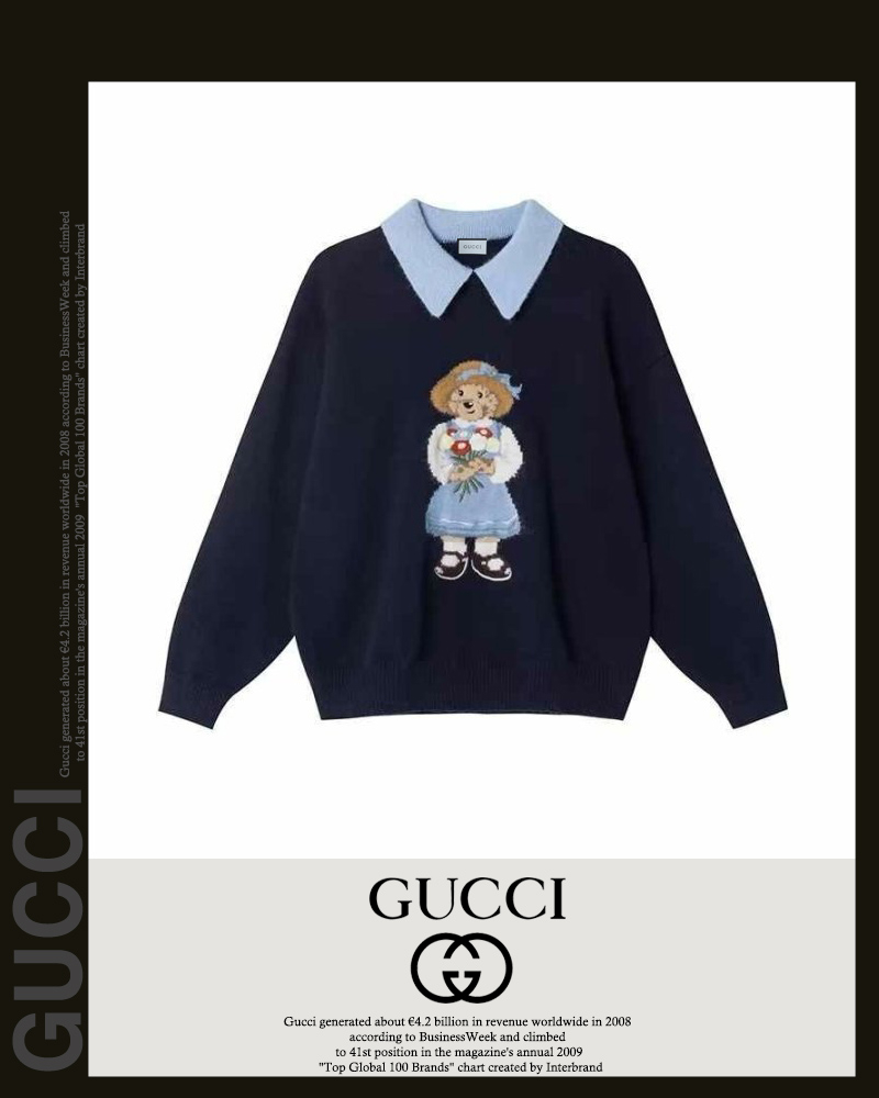 구찌 여성 3063 테디 배색 카라 니트