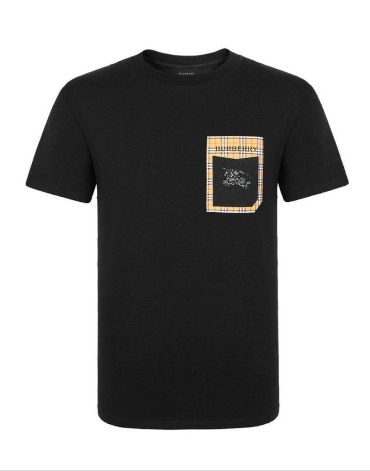 버버리 체크 포켓 라운드 반팔티