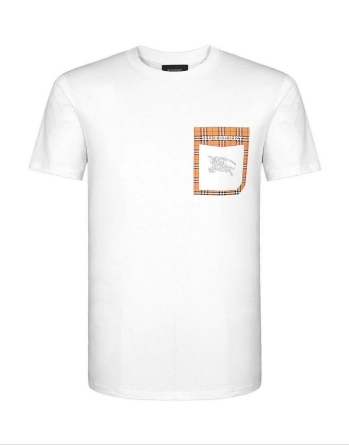 버버리 체크 포켓 라운드 반팔티