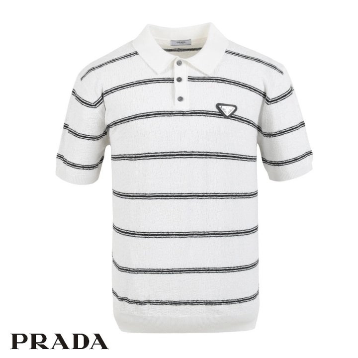 프라다 단가라 부클 카라 반팔 니트