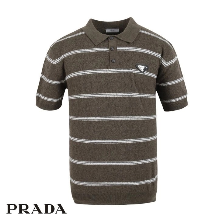 프라다 단가라 부클 카라 반팔 니트